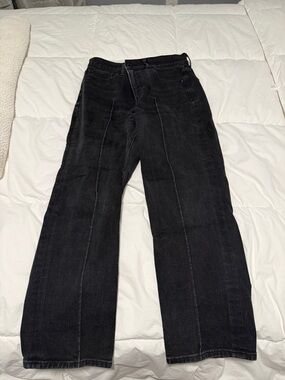 Express Black Straight Jeans with Center Seam Detail